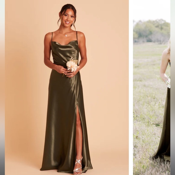 Birdy Grey Dresses & Skirts - Birdy Grey Olive Lisa Long Satin Dress